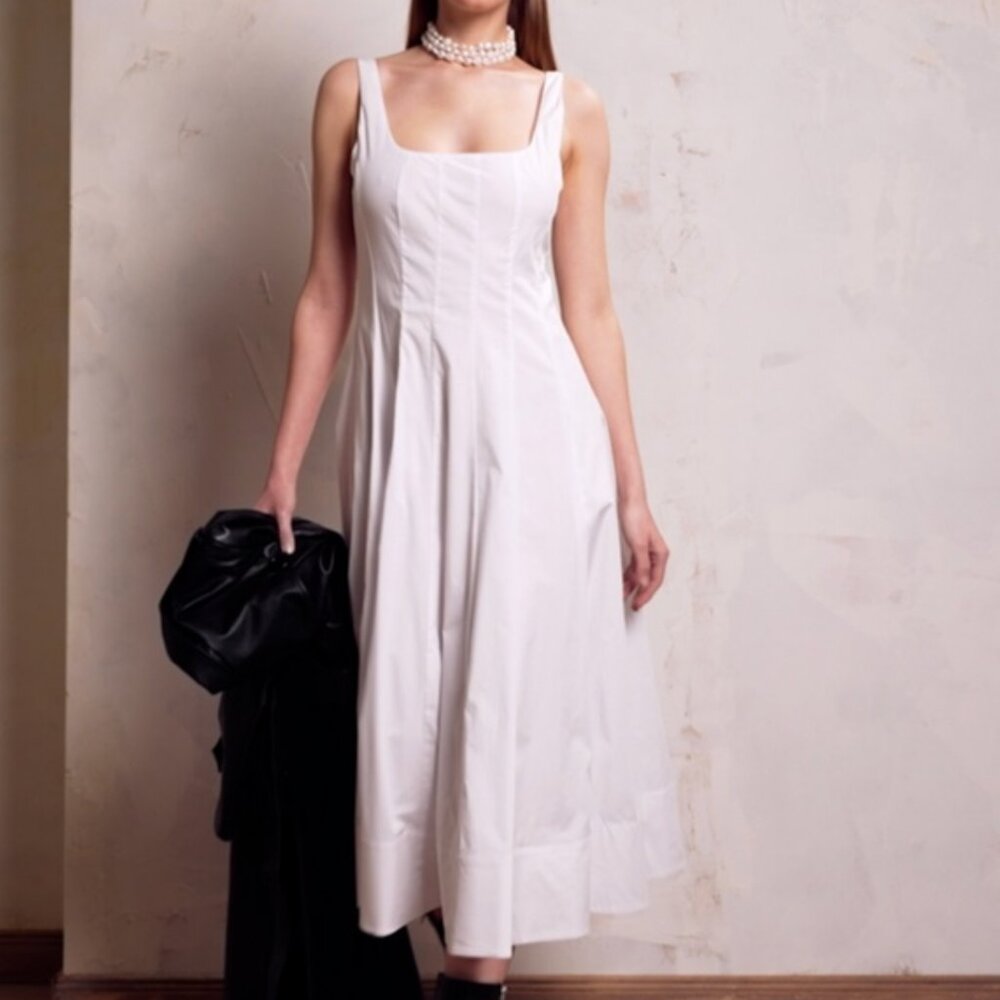 STAUD White Square-Neck Midi Dress - Picture 4 of 8